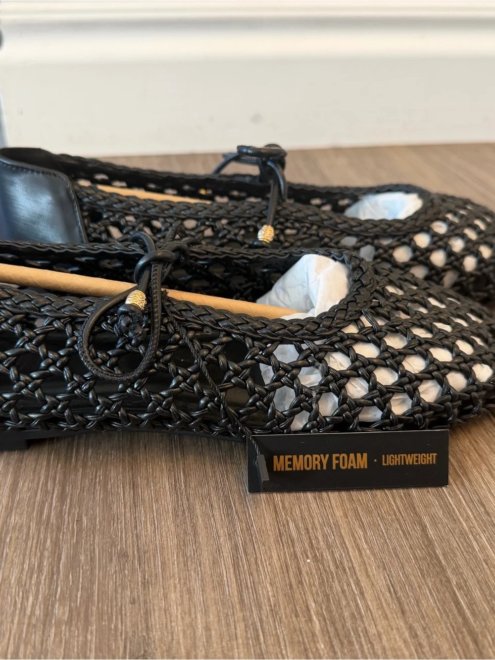 Cushionaire Black Woven Bow Ballet Flats
